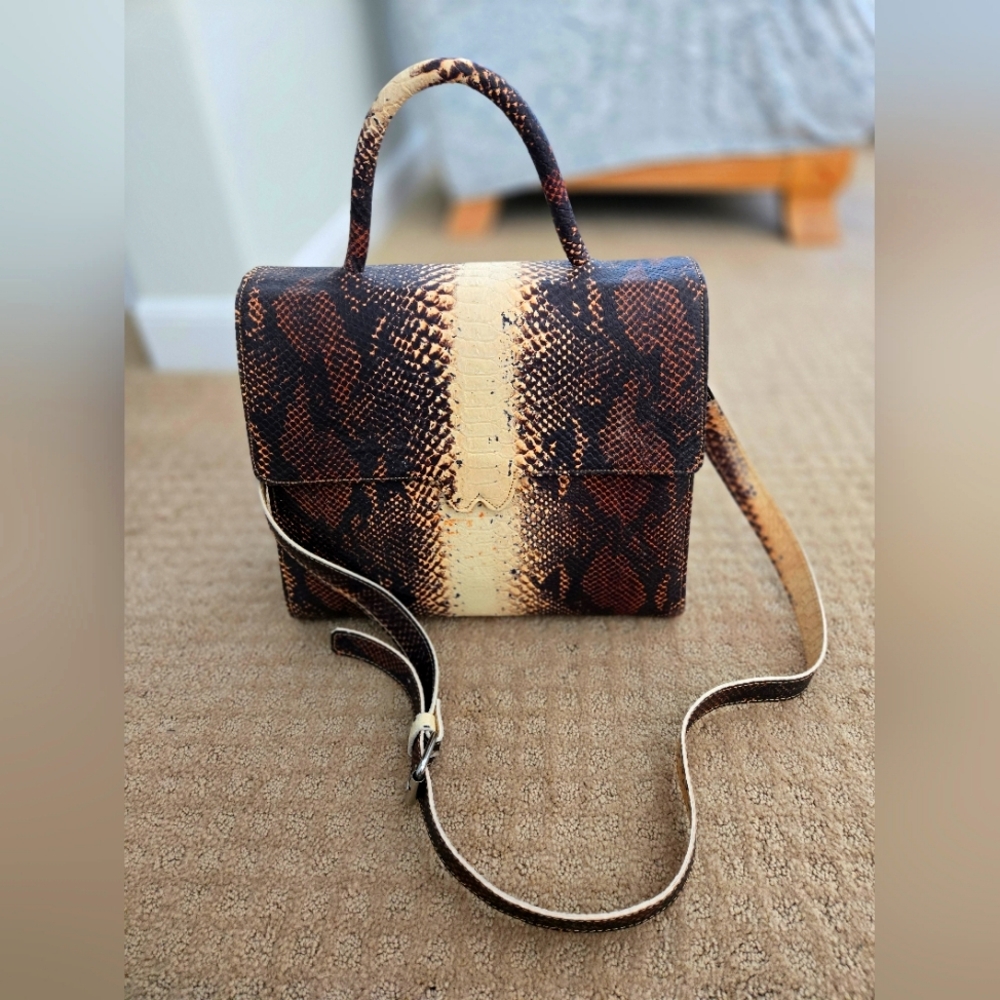 Snake Print 100% Leather Handbag